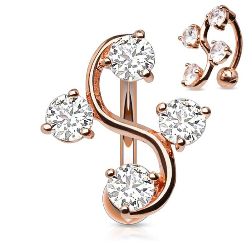 Navelpiercing med fyra stenar