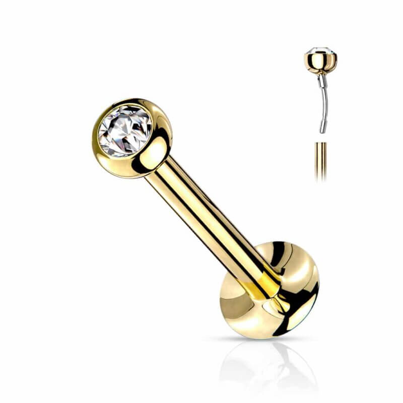 Push In Jeweled Ball Top Labret, Monroe, Flat Back Stud