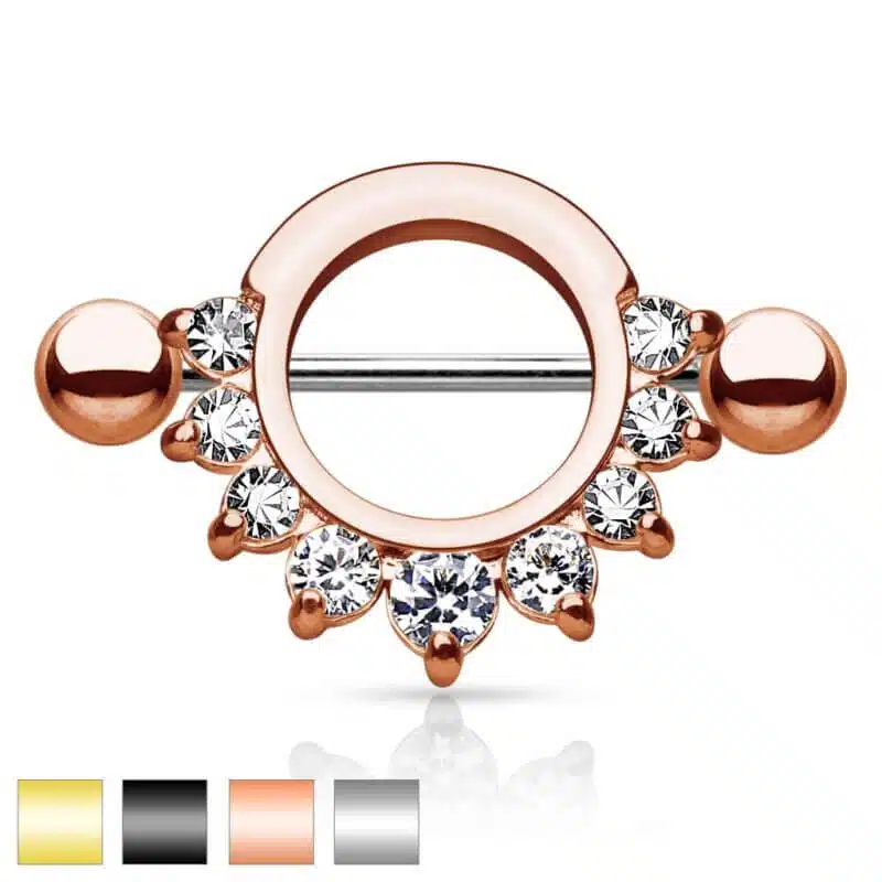 Pronged Gem Half Circle Nipple Shield