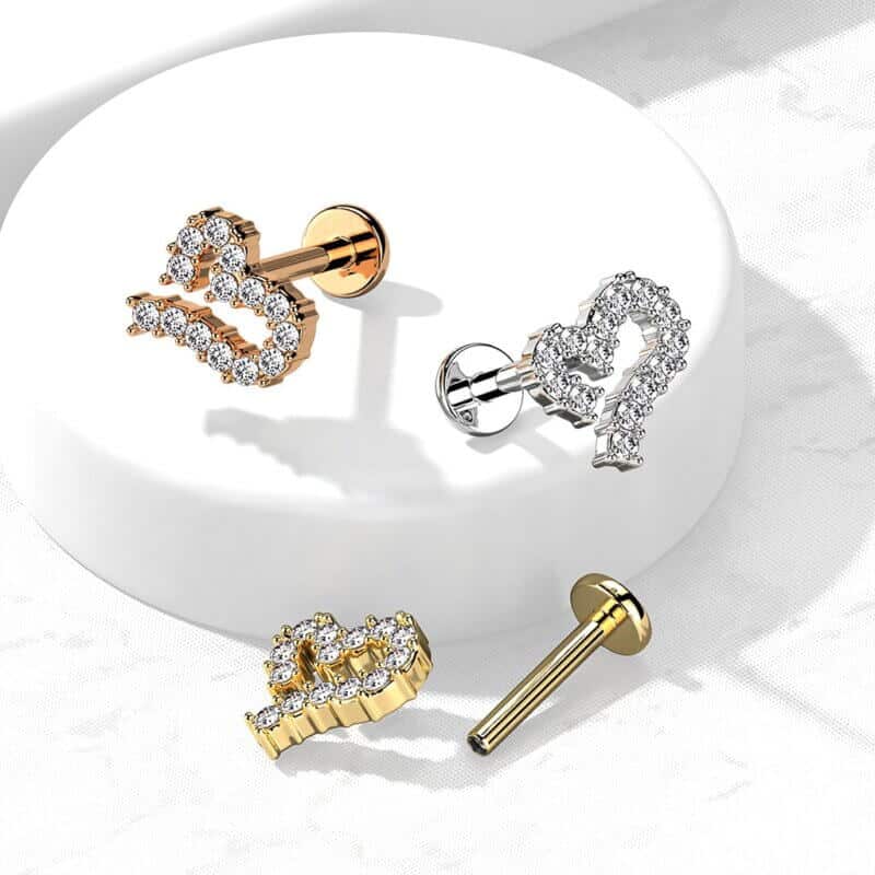 Hjärta Labret, Monroe, Cartilage Stud Rings