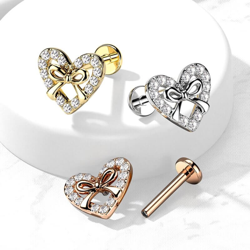 Hjärta med Rosett Labret, Monroe, Cartilage Stud Rings
