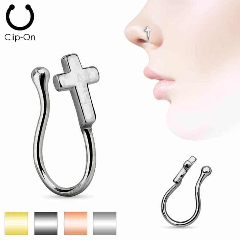 Cross IP Non Piercing Nose Clip