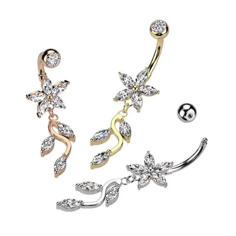 Navelpiercing med Hängande Blomma