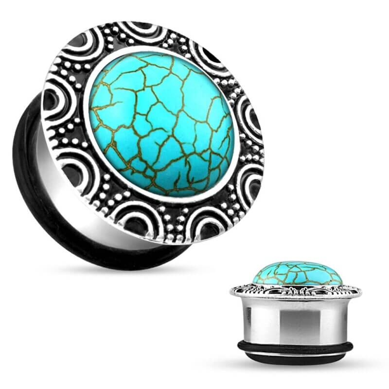 Turquoise Brass Single Flare Plug with O-Ring