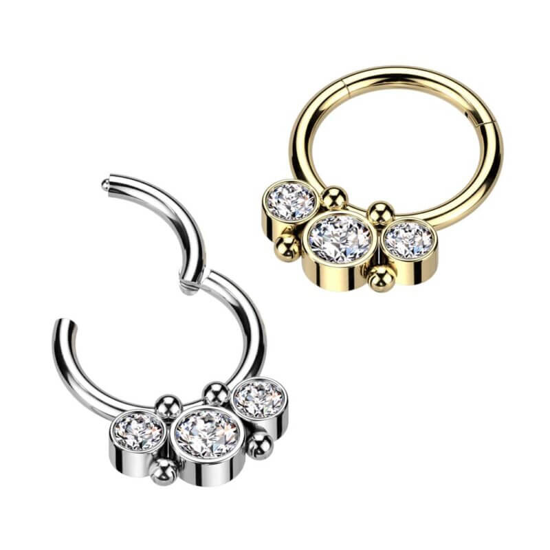 Segment Clicker Ring med 3 Kristaller