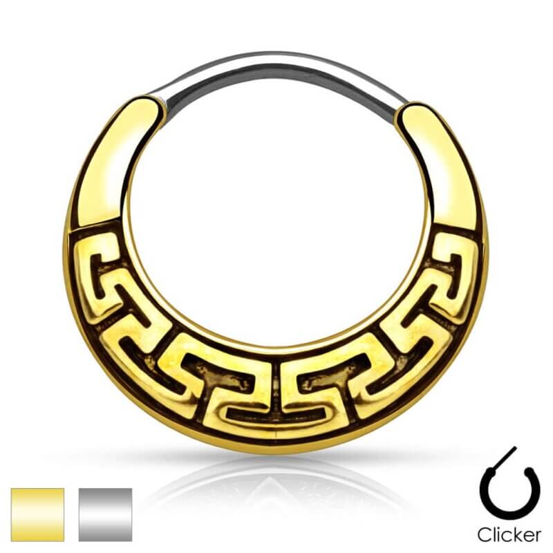 Maze Tribal Fan Design Round Septum Clicker