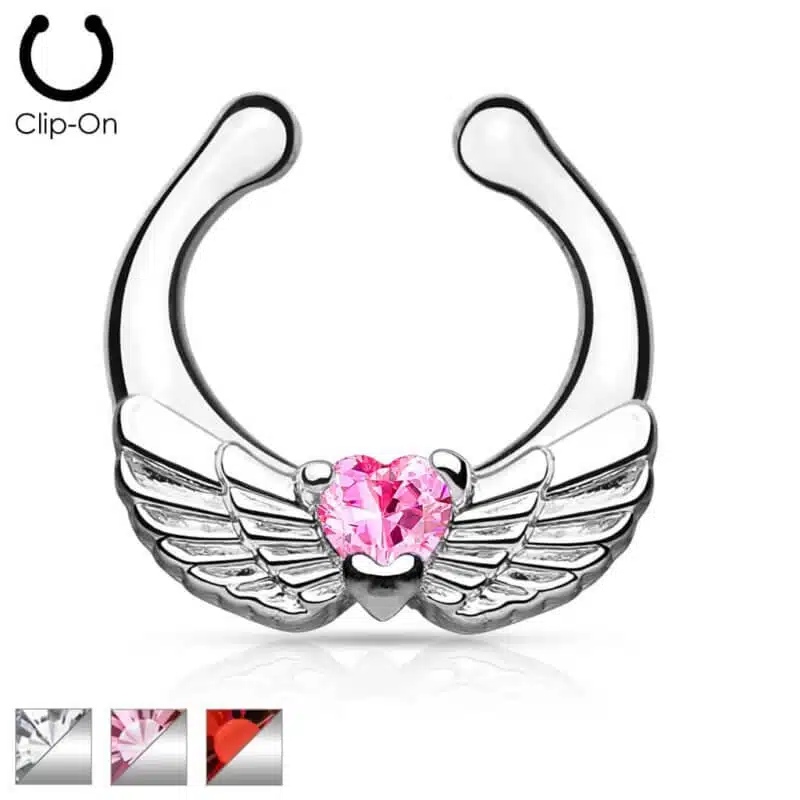 Angel Wings Silver Non-Piercing Septum Hanger