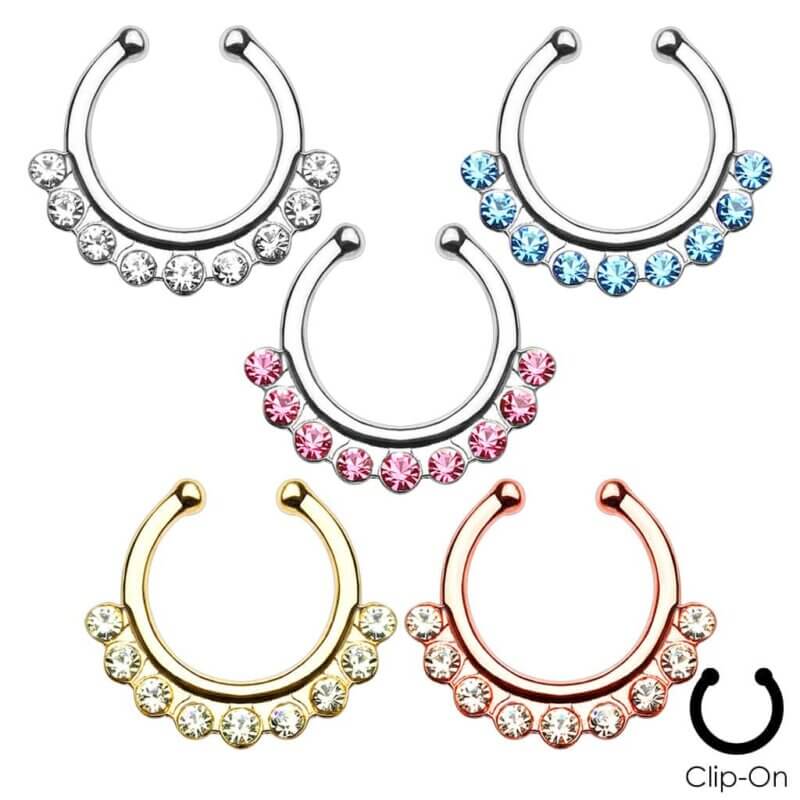 Fake Piercing Septum Hanger med Kristallrad