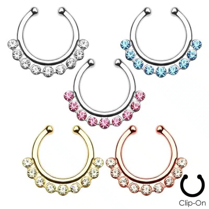Fake Piercing Septum Hanger med Kristallrad