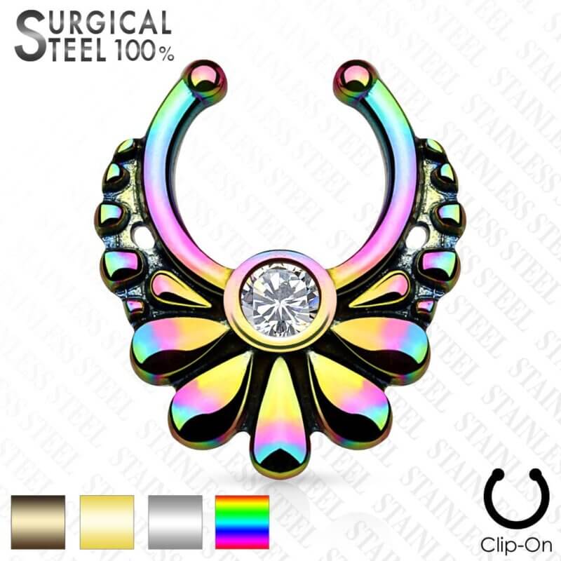 Flower with Crystal Center Septum