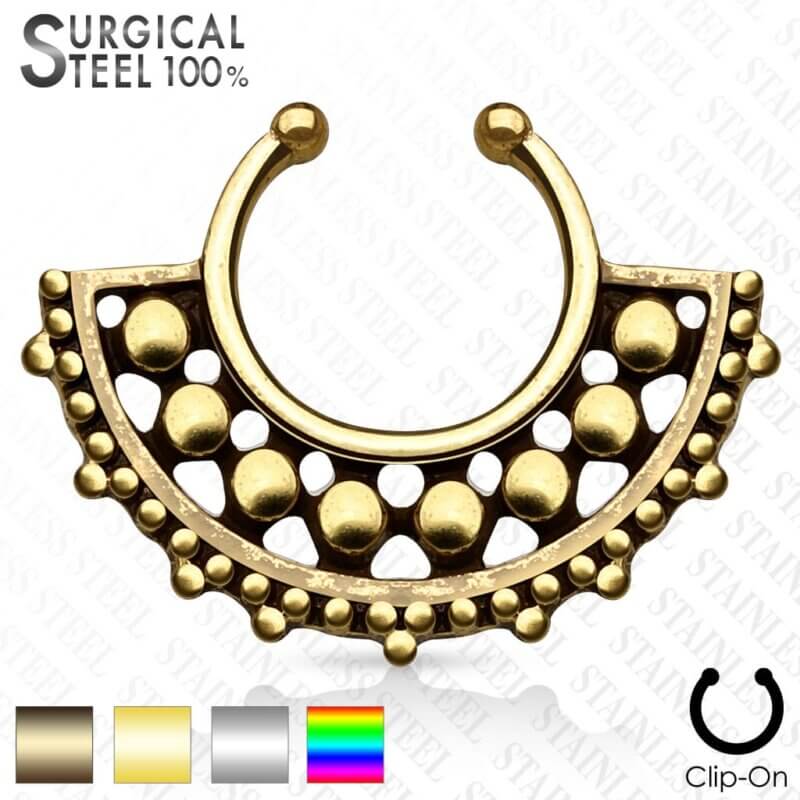 Beaded Center Large Fan Fake Septum