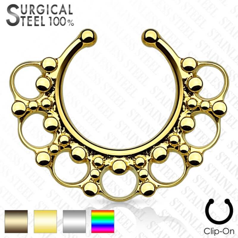 Beaded Tribal Fan Fake Septum Hanger