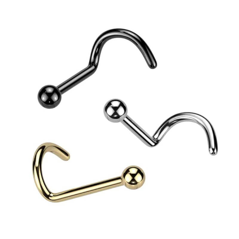 Flat Dome Disc End "L" Bend Nose Stud Rings Titan