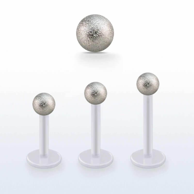 Translucent Bio-plastic Labret with 5 mm Frosted Ball