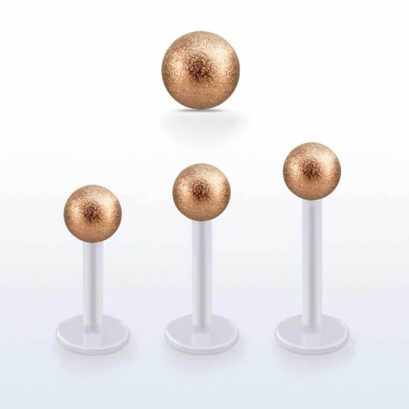 Translucent Bio-plastic Labret with Rose Gold Frosted Ball