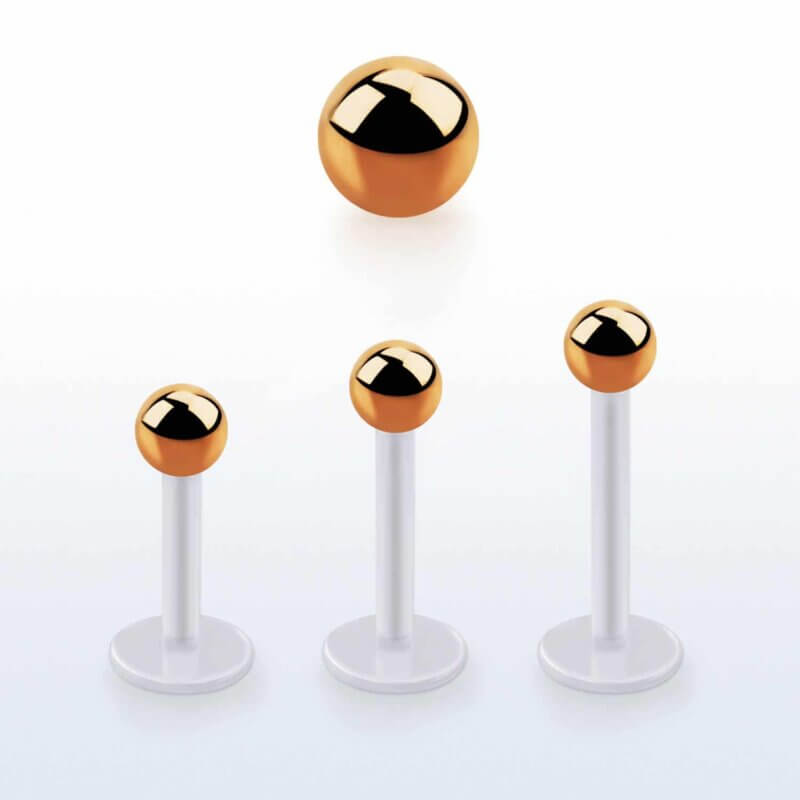 Translucent Bio-plastic Labret with Rose Gold Ball