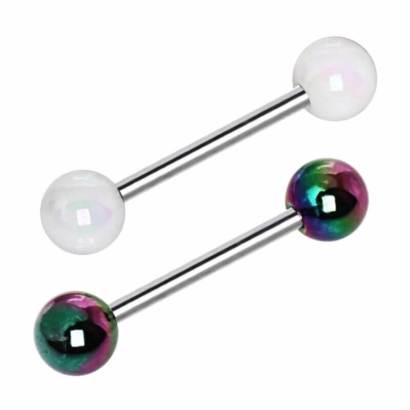 Barbell with UV Acrylic Mystic Aurora Balls
