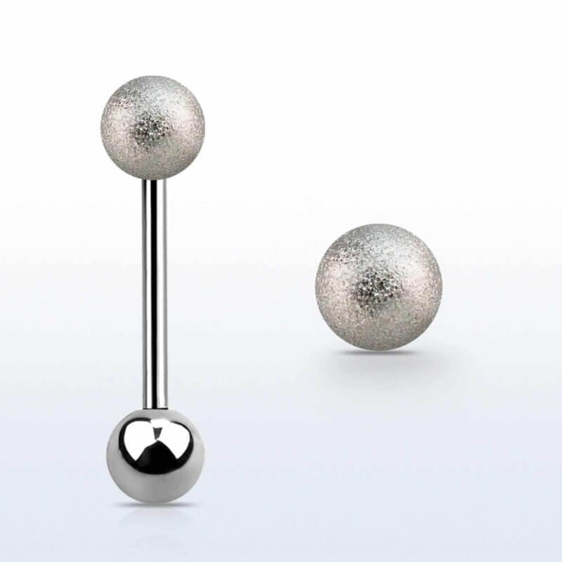 Surgical Steel Tongue Barbell with Frosted Ball