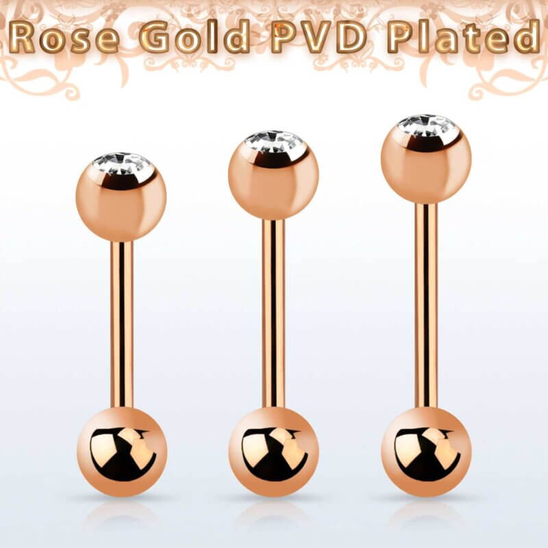 Rose Gold Barbell PVD Plated