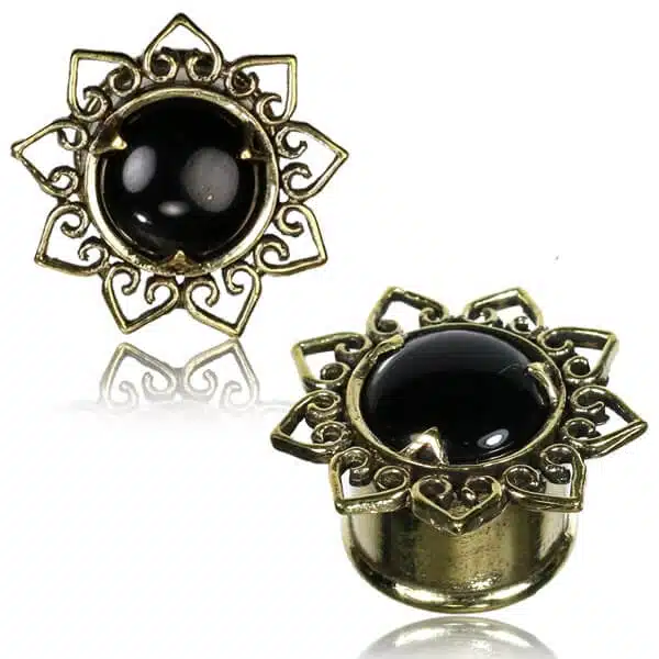 Brass and Onyx Ear Plug