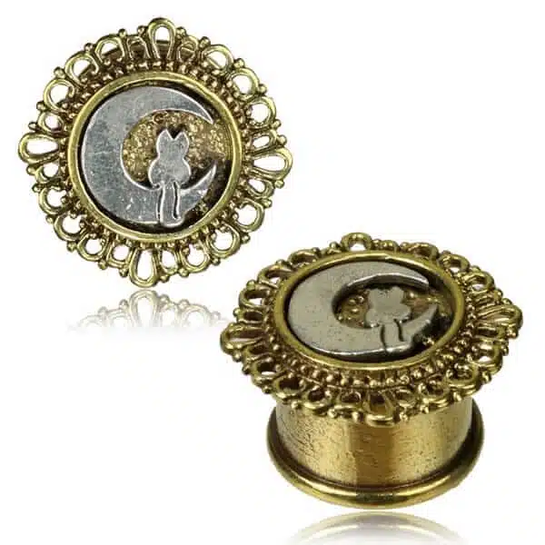 Cat on the Moon Brass Plug