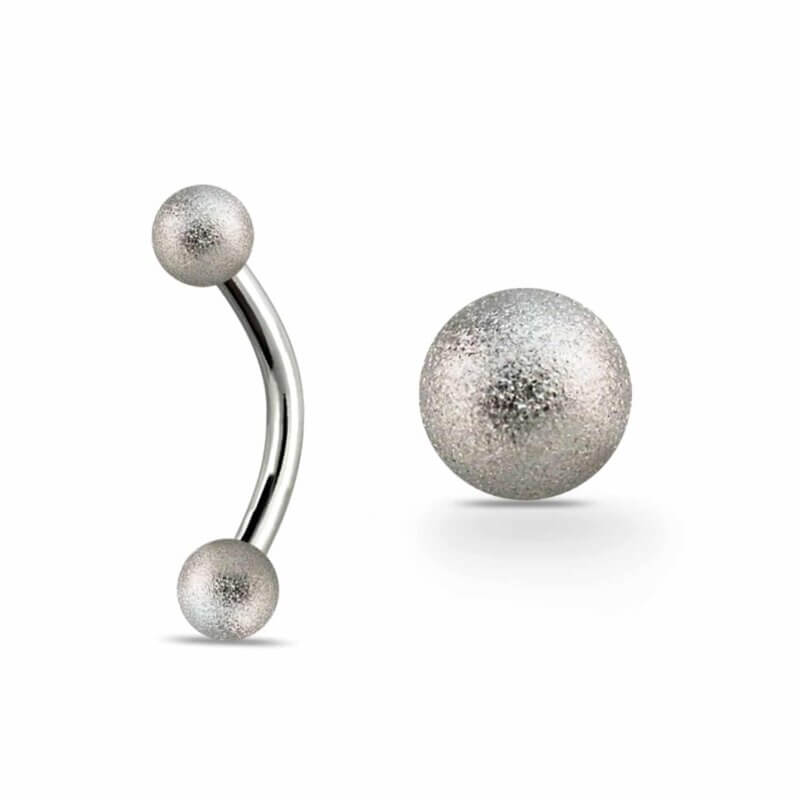 Eyebrow Banana, with two 3mm Frosted Steel Balls