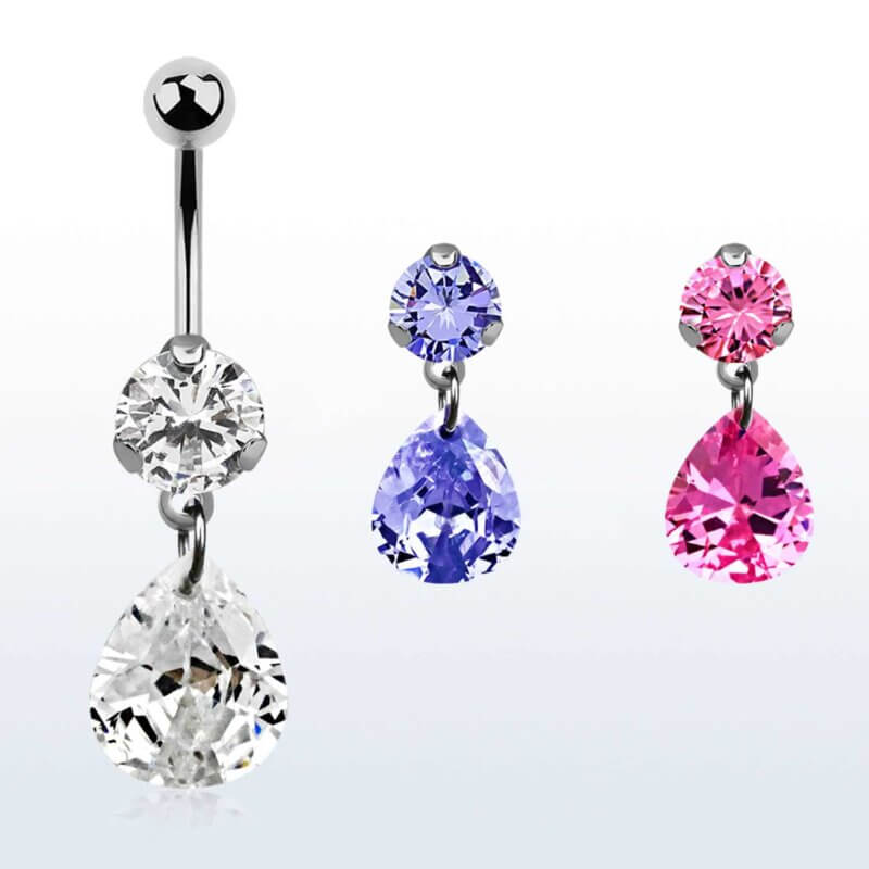 Navelpiercing Hängande Kristall