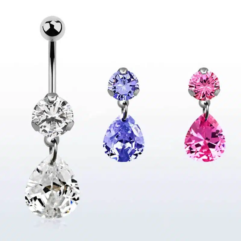Navelpiercing Hängande Kristall