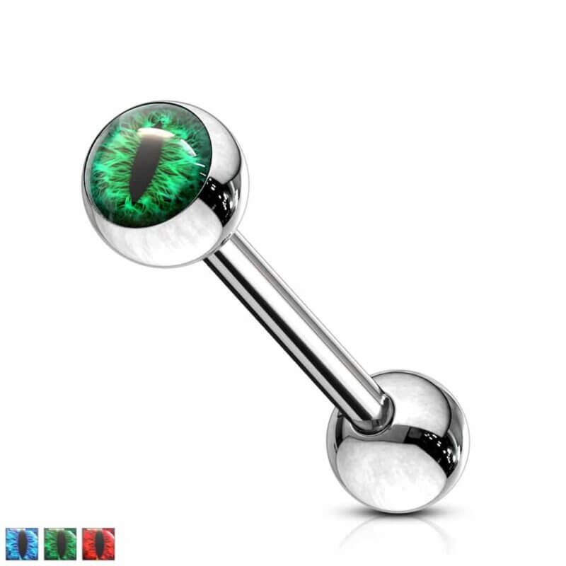 Snake Eye Inlaid Ball Barbell