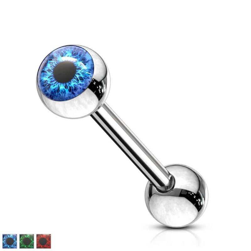 Eyeball Inlaid Barbell Tongue Rings