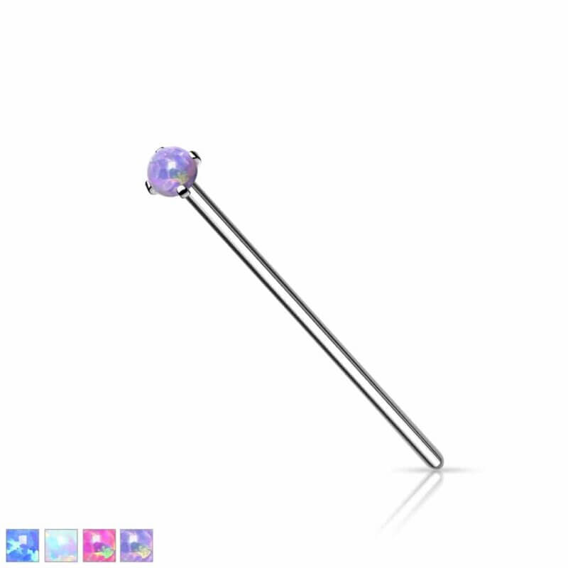 Opal Prong Set Fishtail Nose Ring