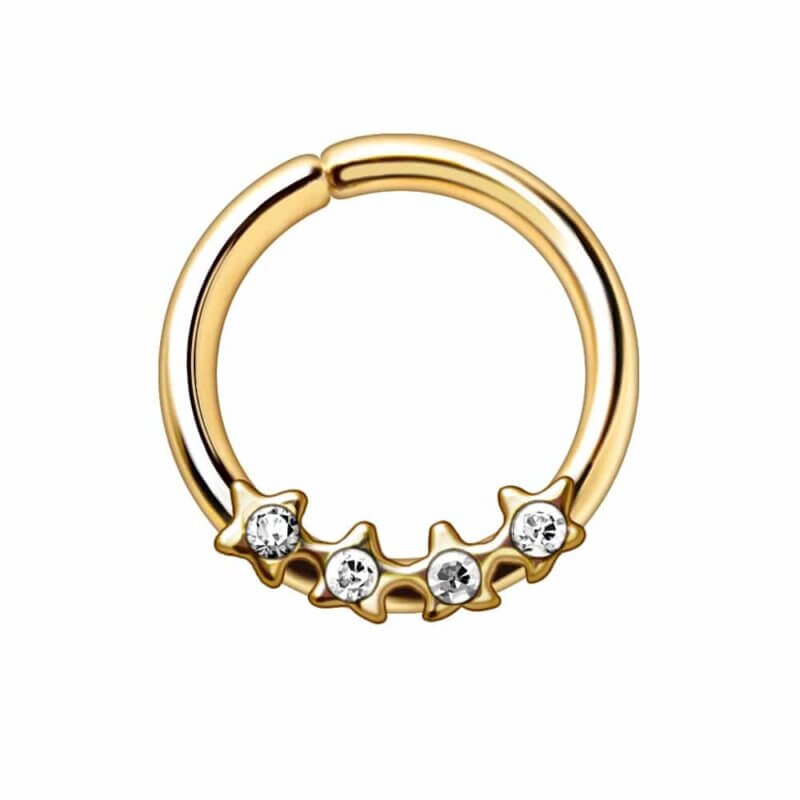 Septum Ring i Guld med Fyra Kristaller