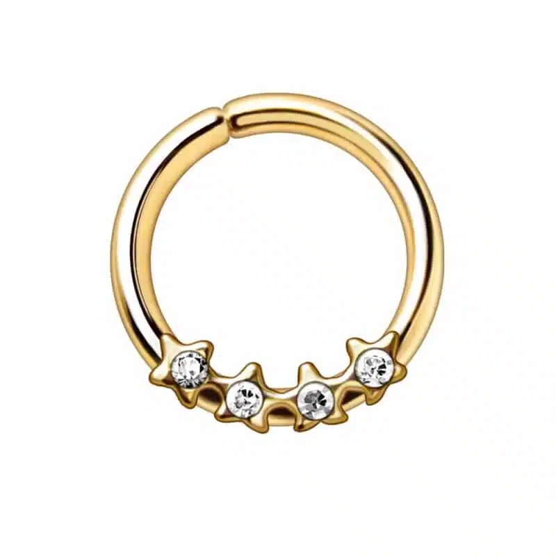 Septum Ring i Guld med Fyra Kristaller