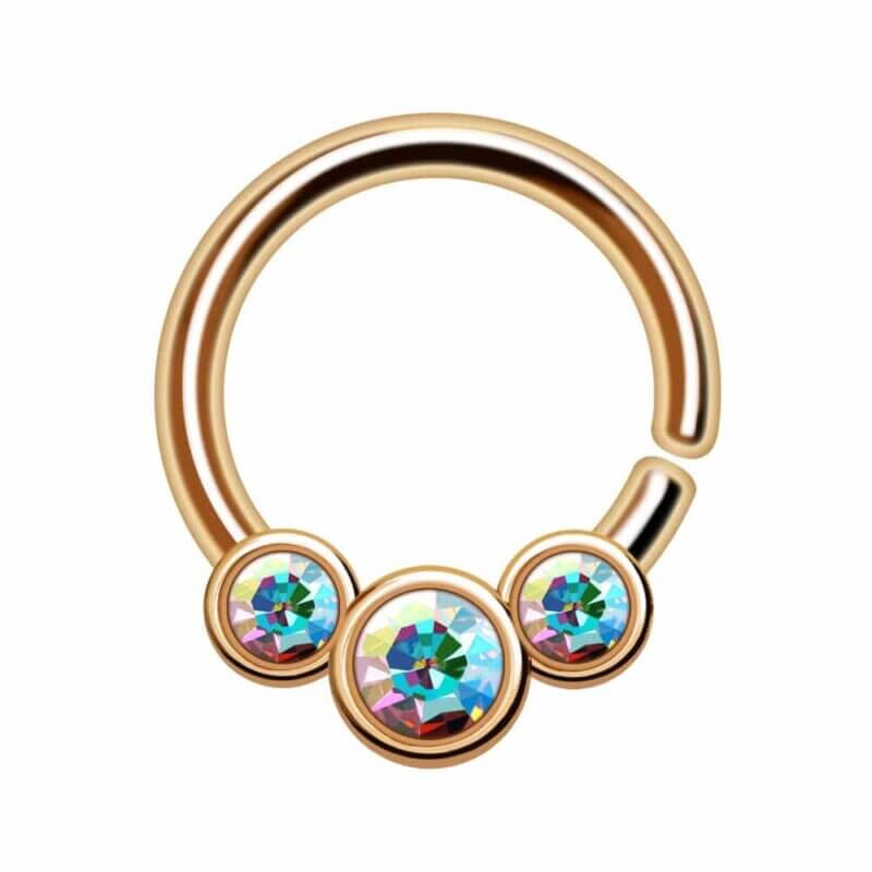 Septum Ring i Guld med 3 Opal Kristaller