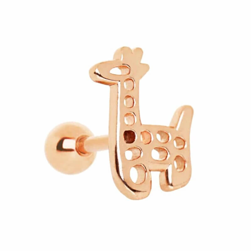 Tragus/Helix i roséguld med giraff