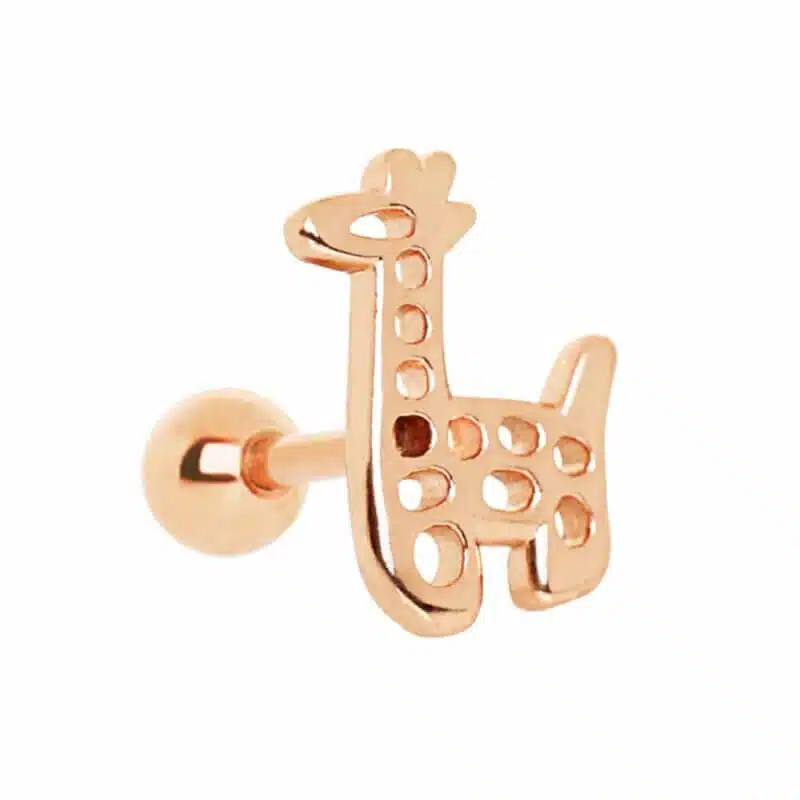 Tragus/Helix i roséguld med giraff