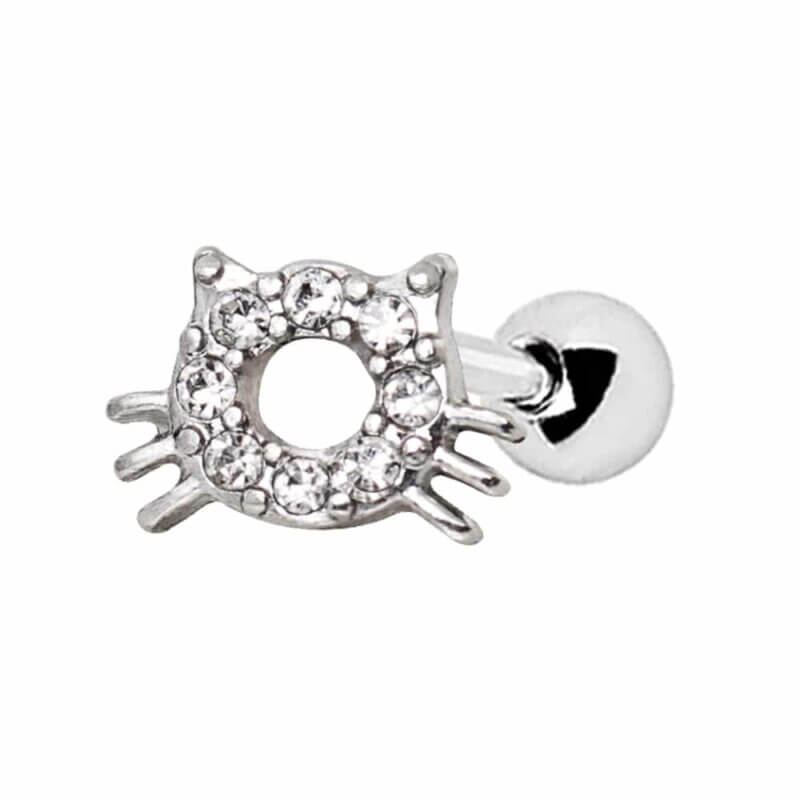 Tragus/Helix med glittrig katt