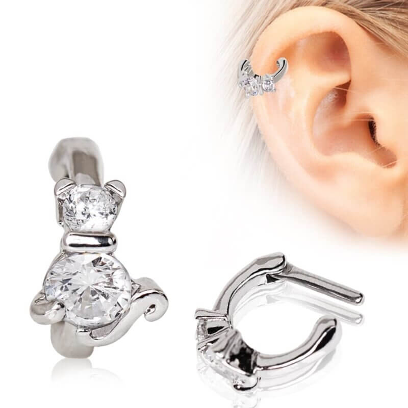 Ear-Cuff med katt och kristaller
