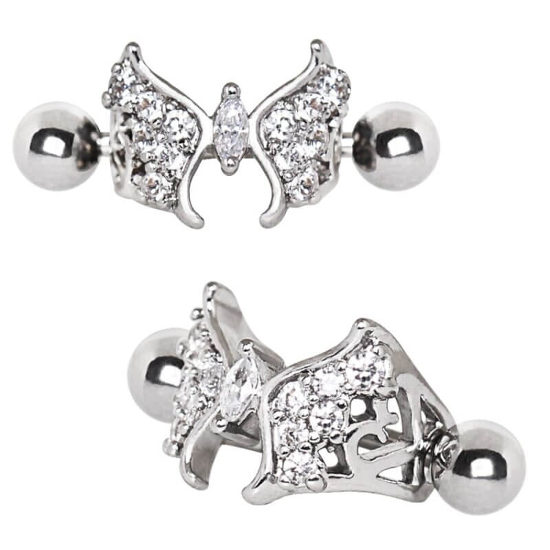 Ear-Cuff med fjäril och kristaller