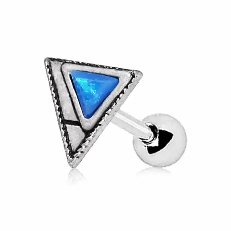 Triangelformad Tragus/Helix med blå syntetisk opal