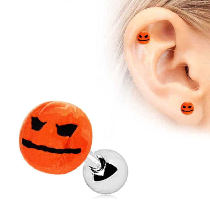 Tragus/Helix med Halloween-pumpa