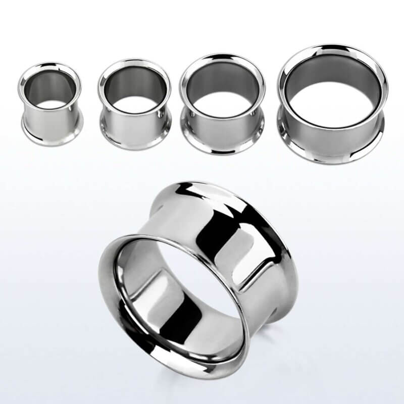High Polished Surgical Steel Double Flared Flesh Tunnel