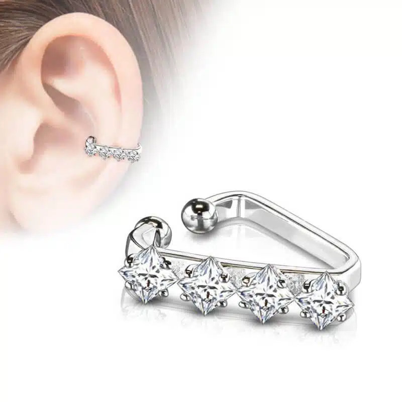 Ear-Cuff med fyrkantiga stenar