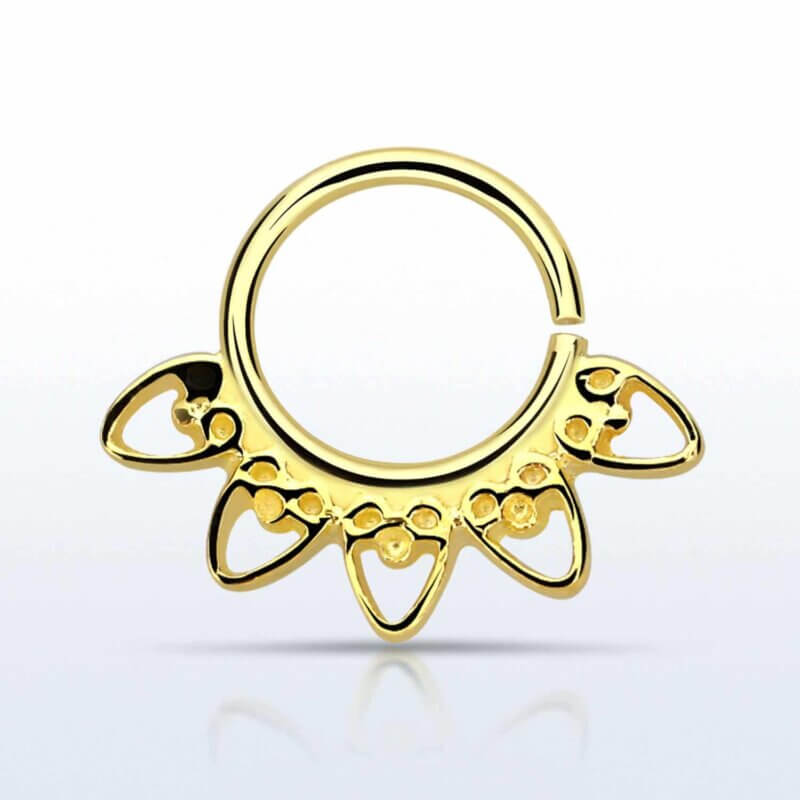 Five Hearts Guldpläterad Septumring