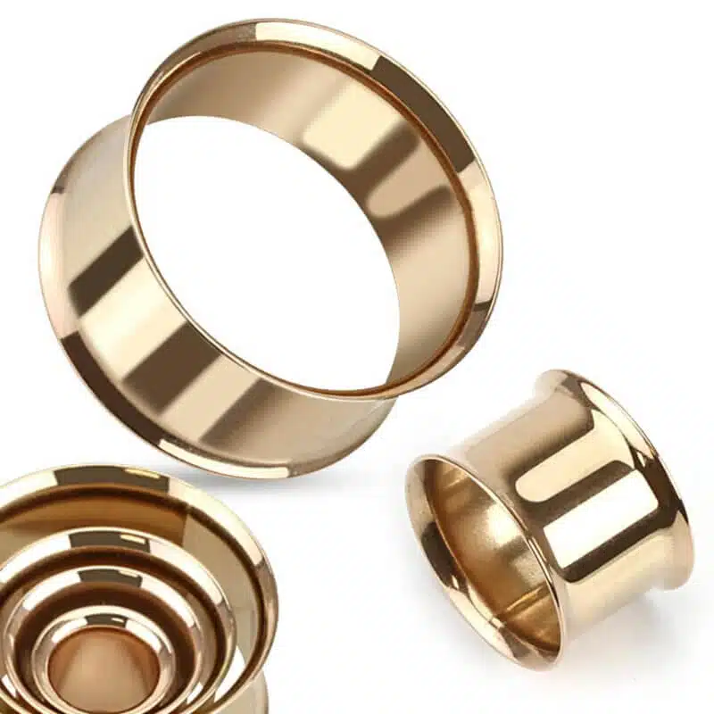 Double Flared Flesh Tunnels Rose Gold IP