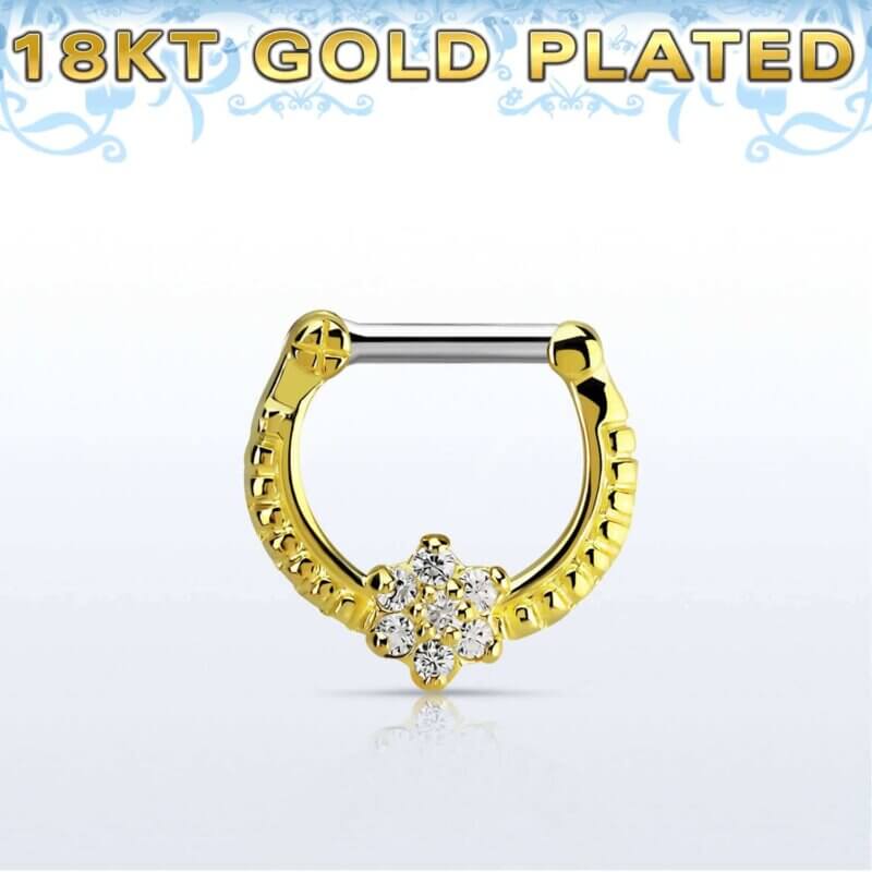 18k Gold Plated 925 Sterling Silver Septum Clicker Ring