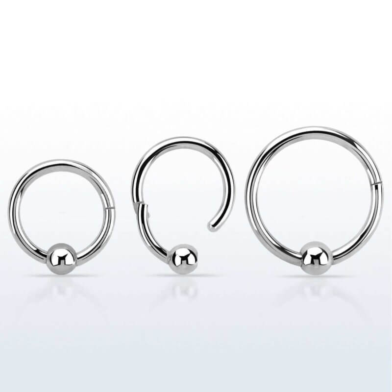 High Polished Surgical Steel Hinged Ball Closure Ring