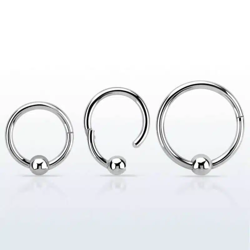 High Polished Surgical Steel Hinged Ball Closure Ring