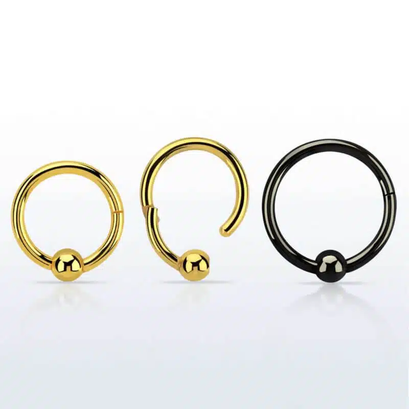 High Polished Surgical Steel Hinged Ball Closure Ring Color