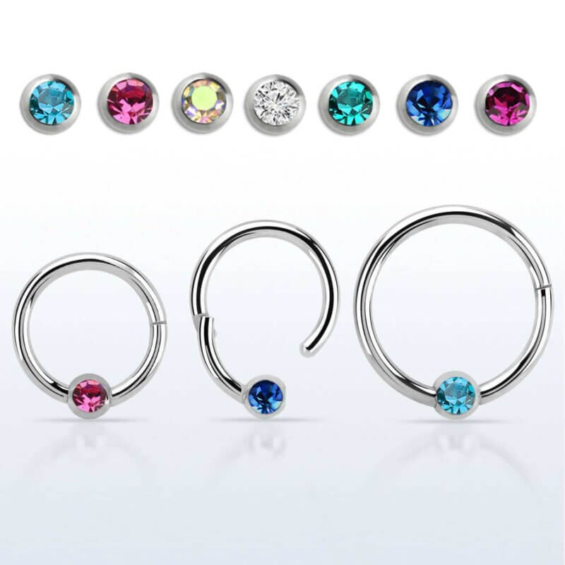 High Polished Surgical Steel Hinged Ball Closure Ring